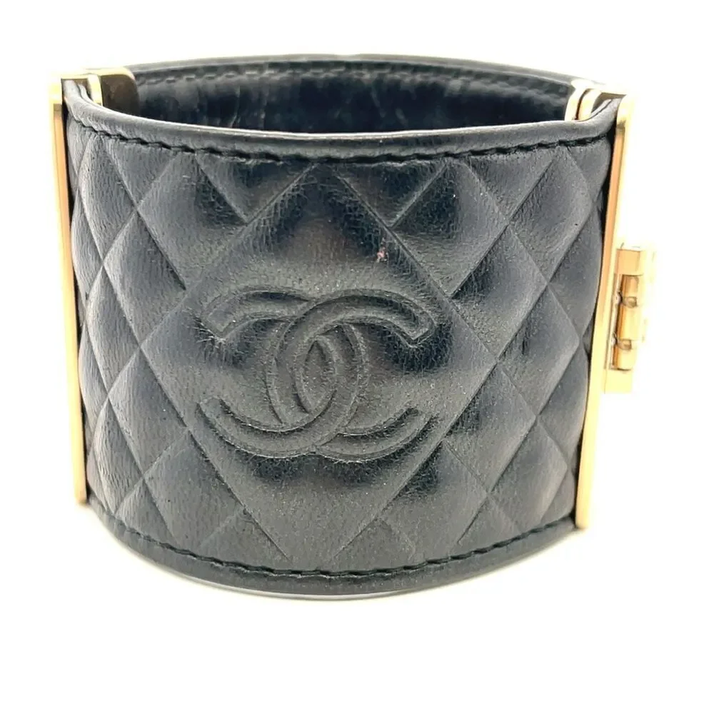 Chanel Matelasse Leather Cuff Bracelet